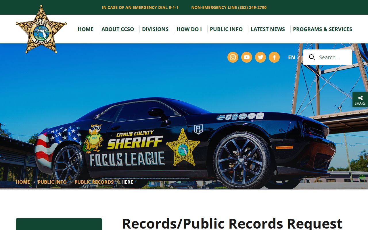 Citrus County Sheriff arrest records request form