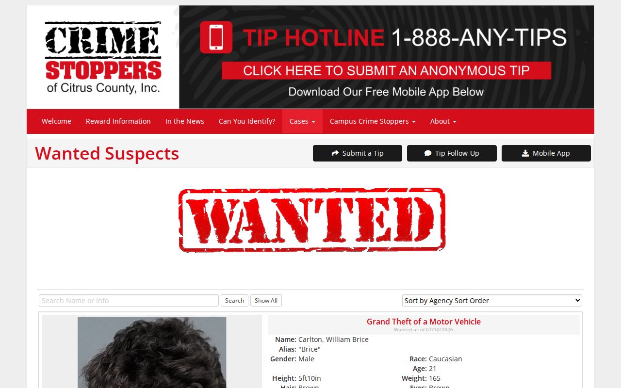 Citrus County wanted suspects public safety page