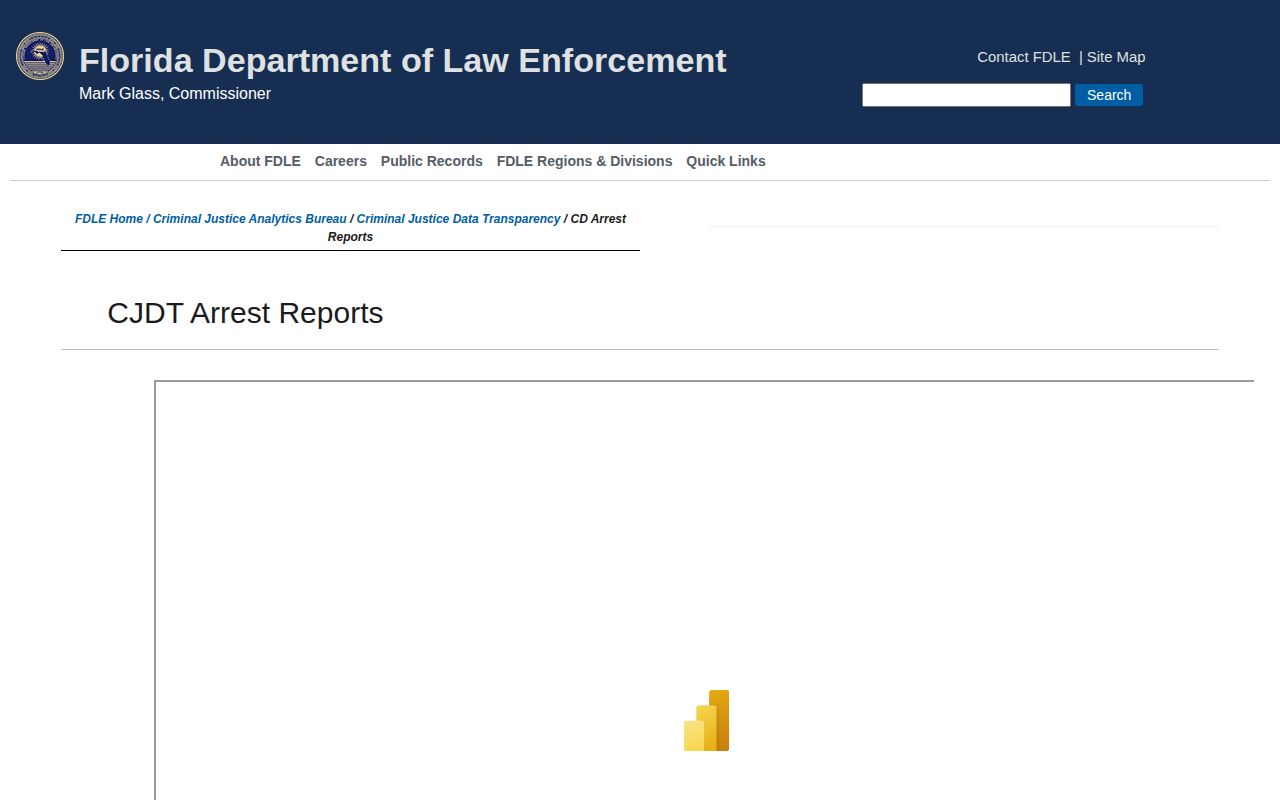 Florida FDLE county detention arrest reports dashboard